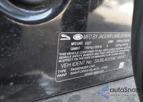 2021 Jaguar Xf R-Dynamic Se P300 Awd Automatic from USA, damaged, VIN SAJBL4GX5MCY88583